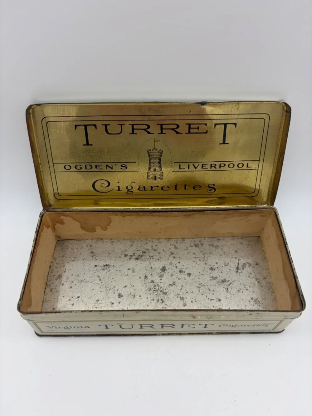 Antique Pair Turret Cigarettes Tins Ogden's Liverpool 50 100 Canadian Tobacciana